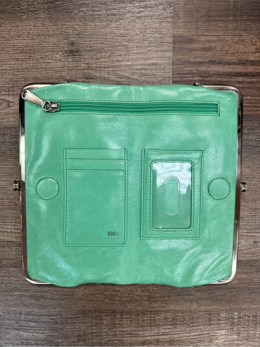 Hobo International Lauren Mint Clutch Leather Double Kiss Wallet - Picture 3 of 3